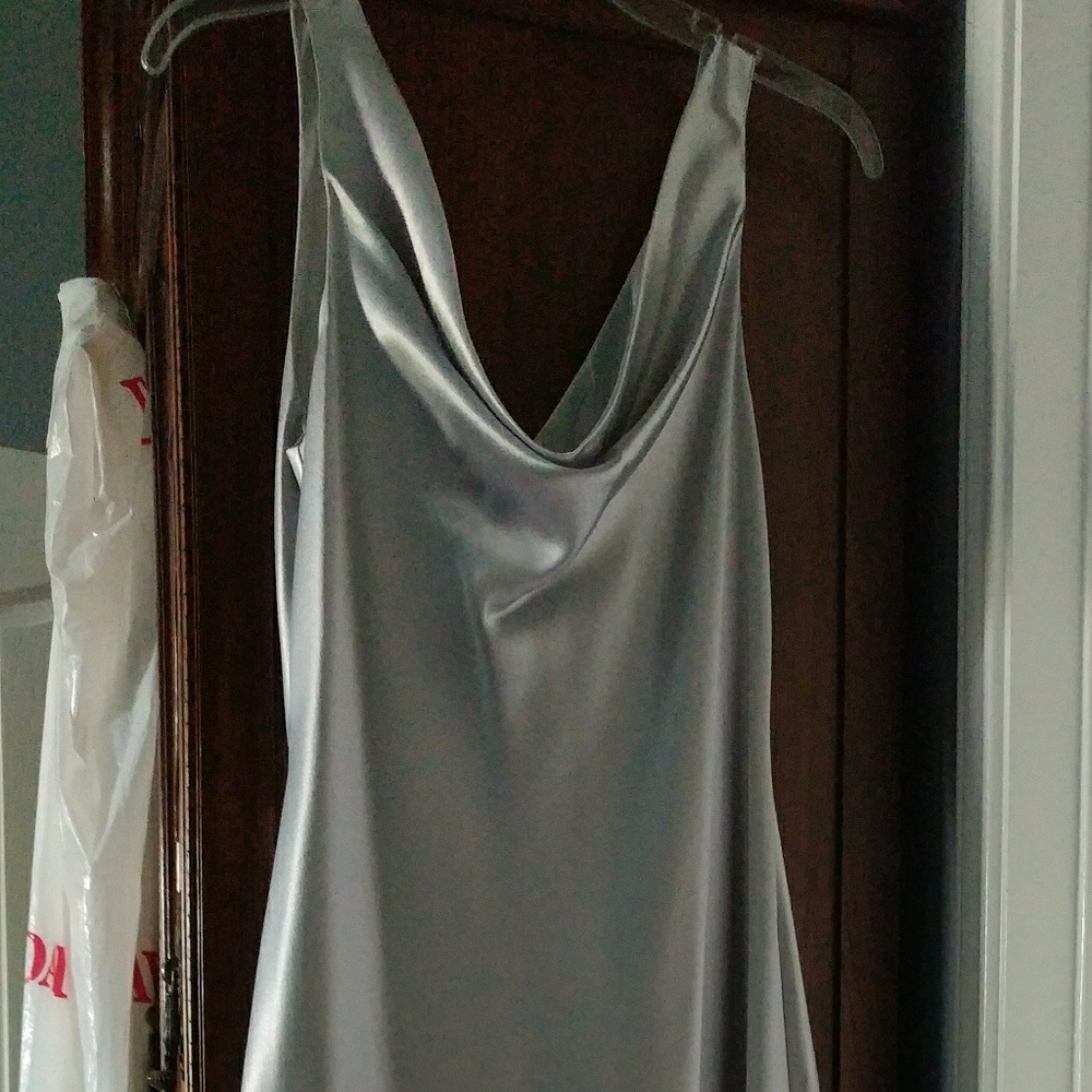 Silver bridesmaid dress long